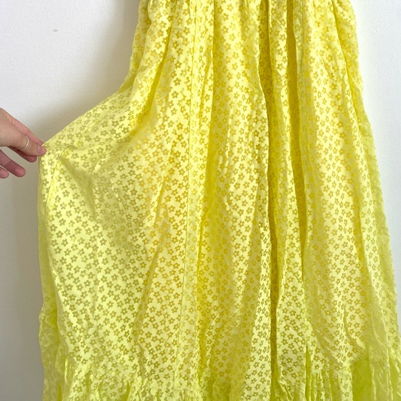 NWOT Urban Outfitters lemon yellow Reina semi-sheer floaty floral maxi dress - Picture 4 of 5